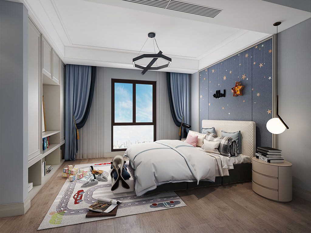 青浦区古北西郊国际200平欧式风格独栋别墅儿童房装修效果图