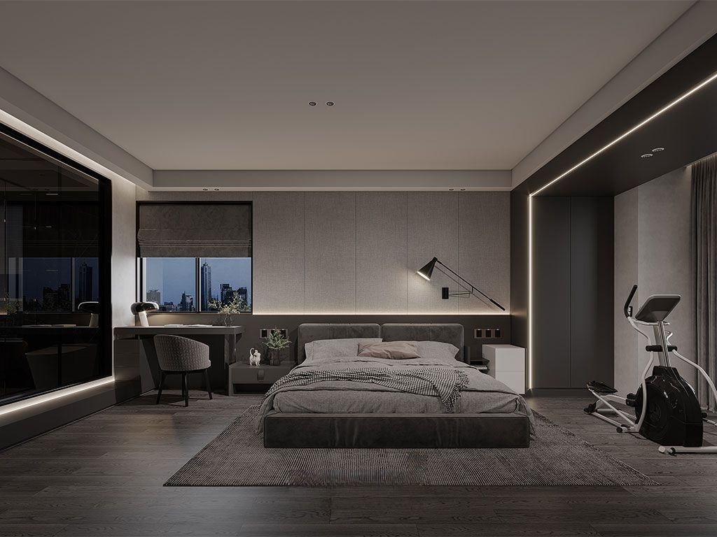 宝山区和欣国际花园170平现代极简风格大平层卧室装修效果图
