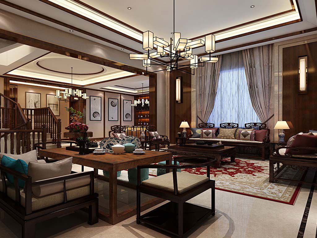 杨浦区中建大公馆700平欧式风格独栋别墅客厅装修效果图