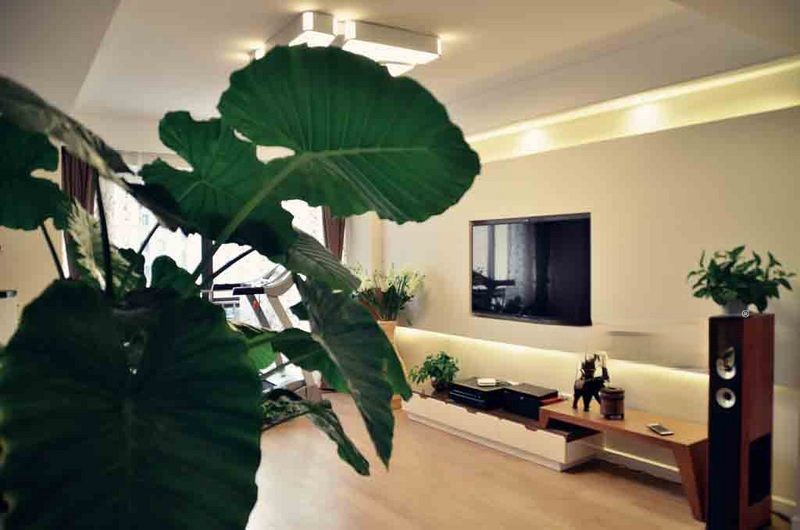 上海恒盛豪庭105平现代简约风格二居室客厅装修效果图