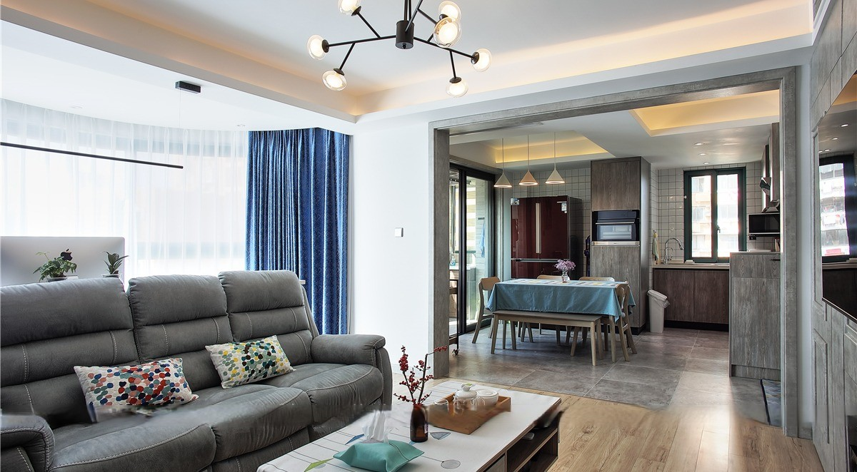 虹口区久久公寓102平美式风格两室两厅装修效果图