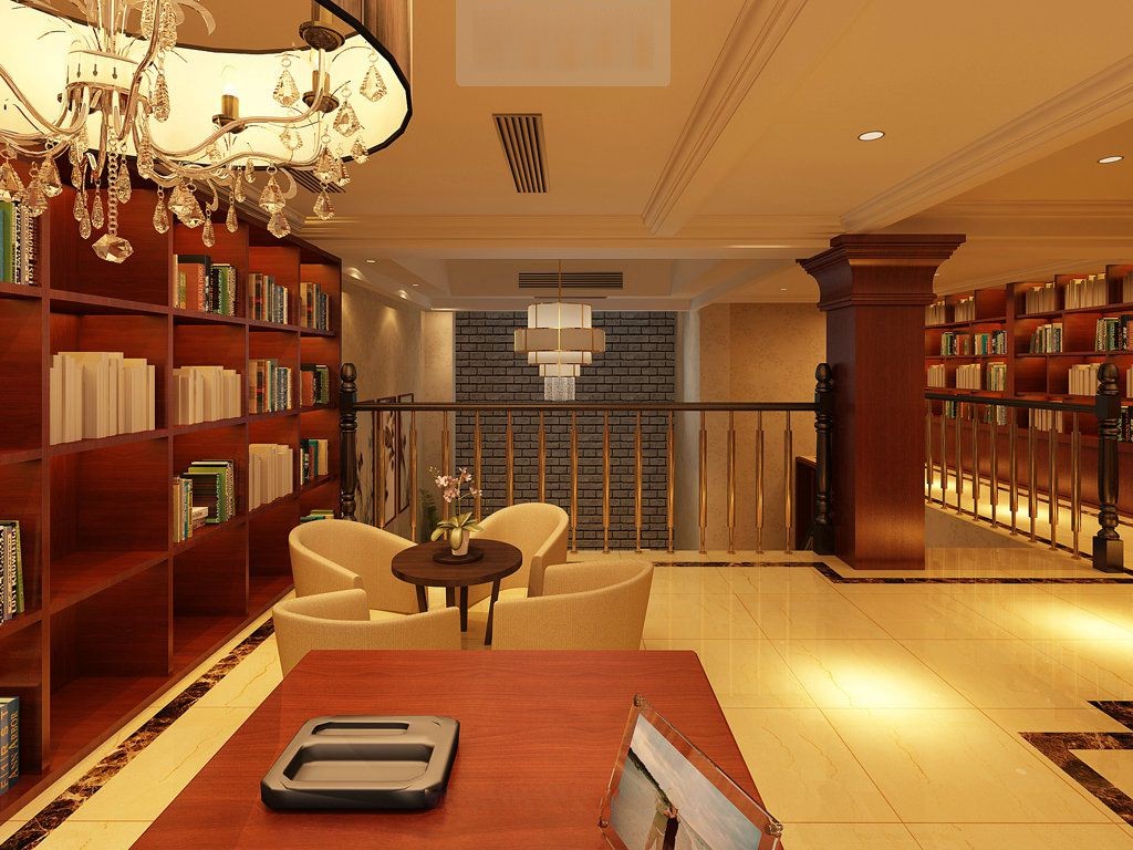 浦东金地艺华年280平美式风格大平层书房装修效果图