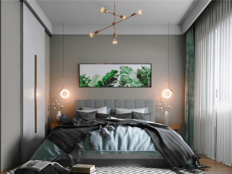 上海万科湖语森林130平现代简约风格别墅卧室装修效果图