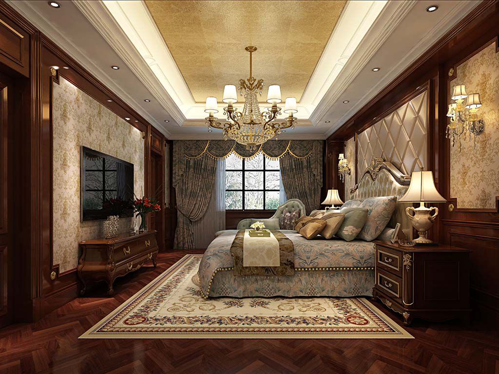 杨浦区中建大公馆700平欧式风格独栋别墅卧室装修效果图