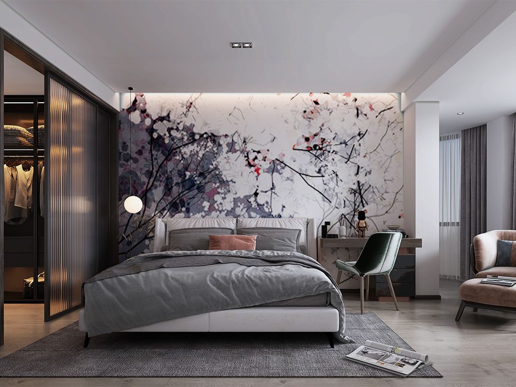 浦东旺族家园210平现代极简风格叠加别墅卧室装修效果图