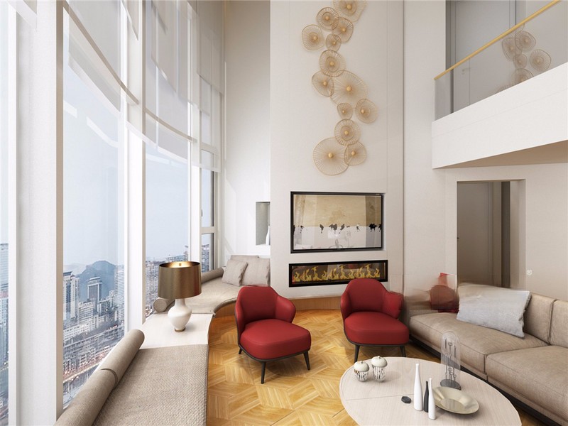 上海世贸滨江500平现代简约风格别墅客厅装修效果图