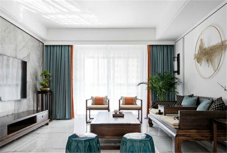 徐汇区华悦家园125平新中式风格三居室装修效果图