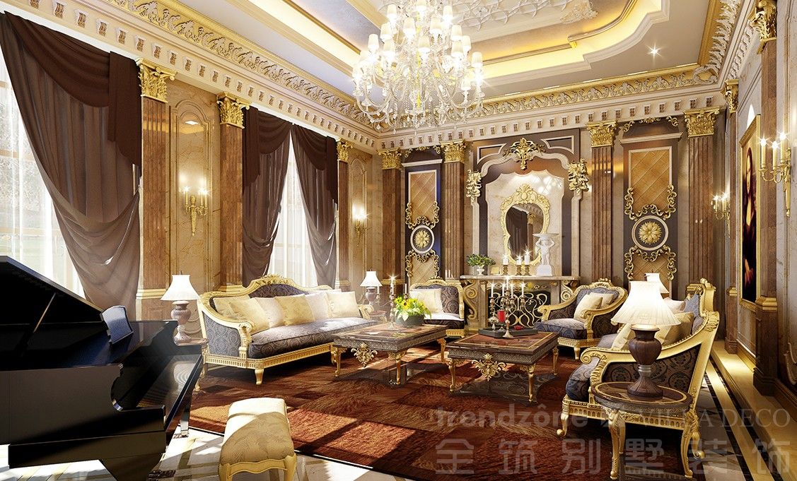 徐汇区爱建园500古典欧式别墅客厅装修效果图