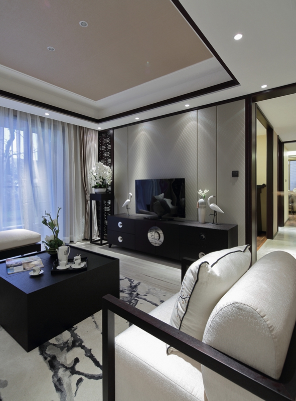 100-150㎡平新中式风格三居室装修效果图