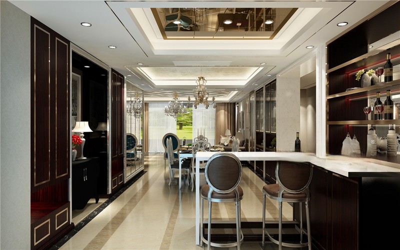 上海世茂滨江230平现代前卫风格三居室餐厅装修效果图