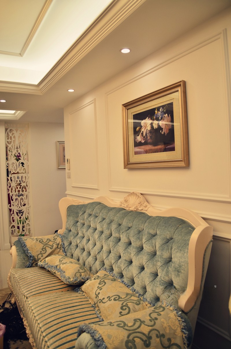 上海恒盛豪庭105平欧式古典风格二居室客厅装修效果图