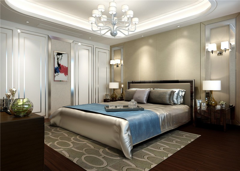 上海世茂滨江230平现代前卫风格三居室卧室装修效果图