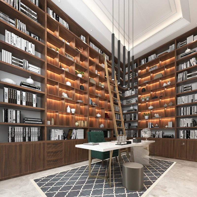 上海首创禧悦二期330平现代简约风格别墅书房装修效果图