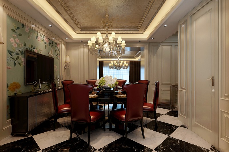 上海正阳世纪星城136平欧式风格住宅餐厅装修效果图
