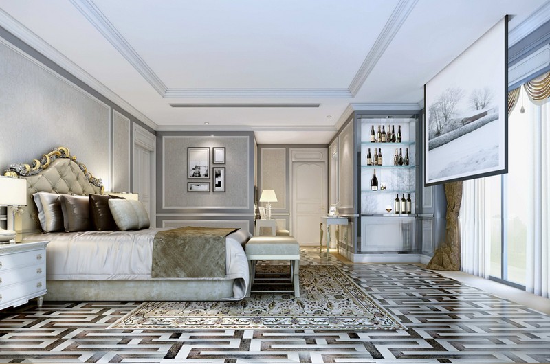上海汤臣一品426平法式风格别墅卧室装修效果图