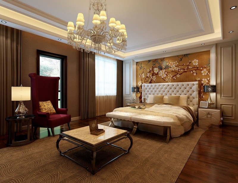 上海正阳世纪星城136平欧式风格住宅卧室装修效果图