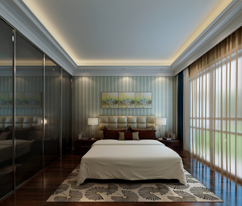 上海正阳世纪星城136平欧式风格住宅卧室装修效果图