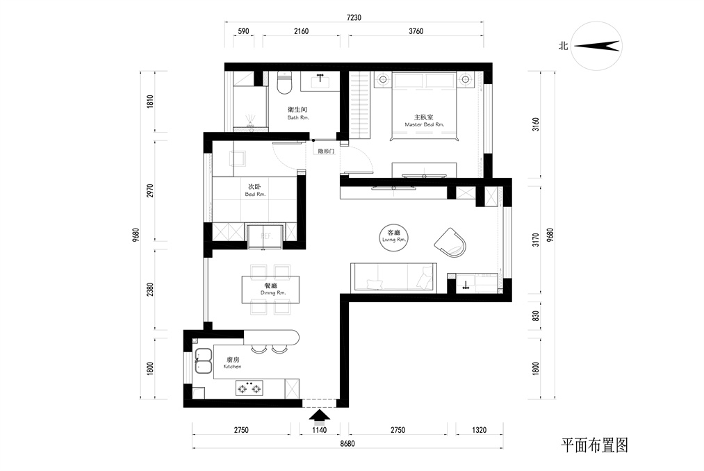 周边时代名邸76平现代简约风格二房装修效果图