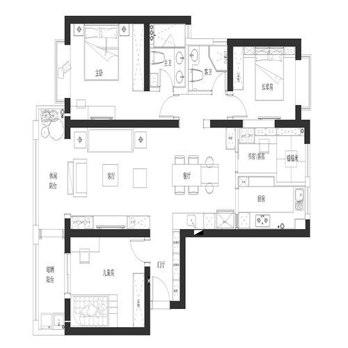 上海兰花苑150平三居室户型图