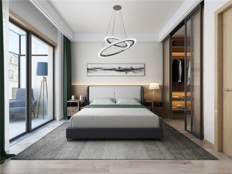 上海绿地海珀佘山177平现代前卫风格跃层卧室装修效果图