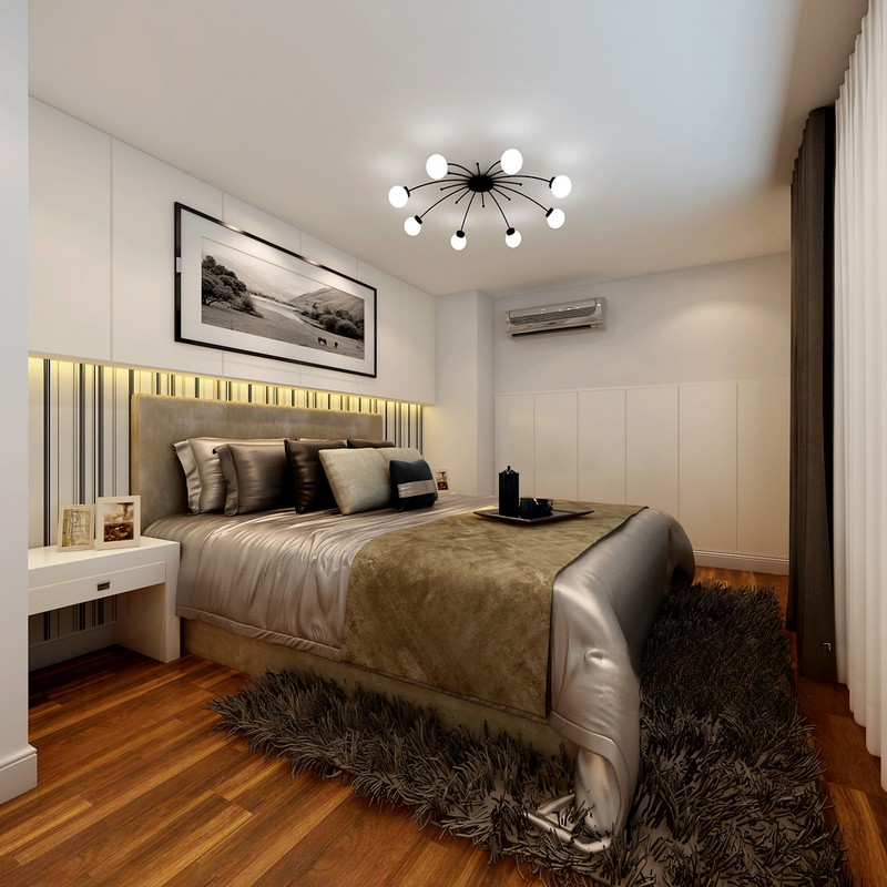 上海新紫茂国际80平现代简约风格住宅卧室装修效果图