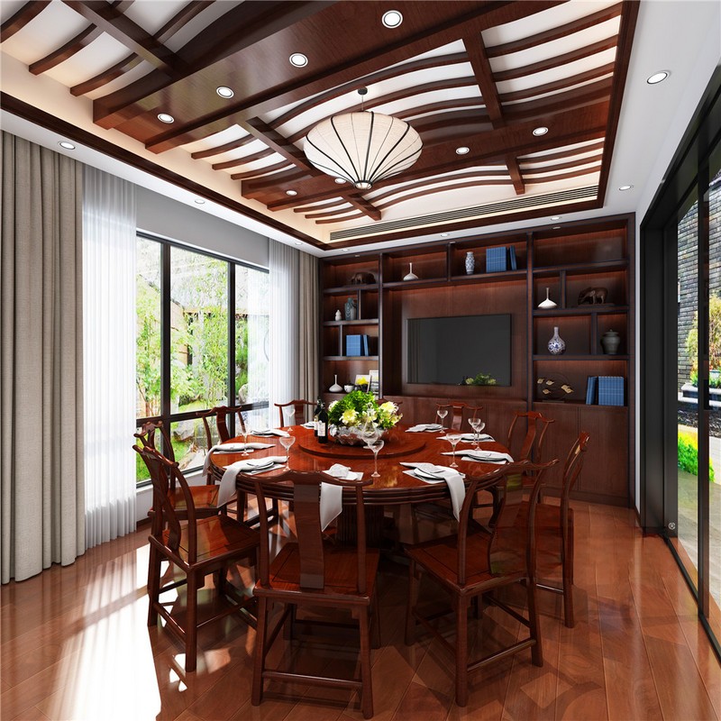 上海自建别墅800平欧式风格别墅餐厅装修效果图