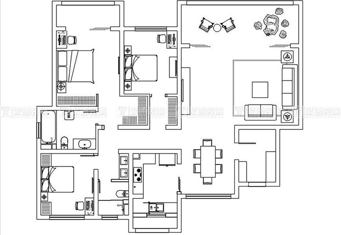 松江区誉品谷水湾171平欧式风格公寓装修效果图