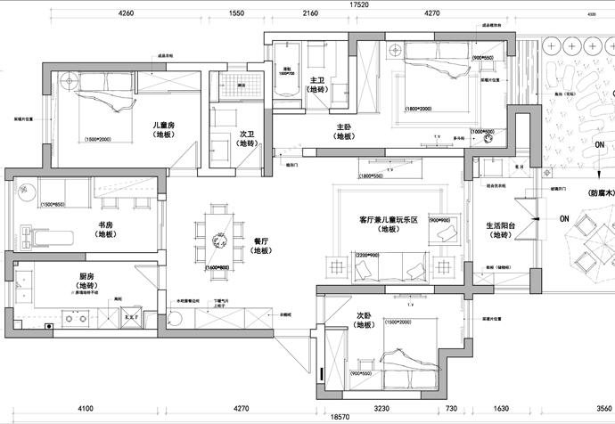 宝山区保利叶语110平美式风格公寓装修效果图