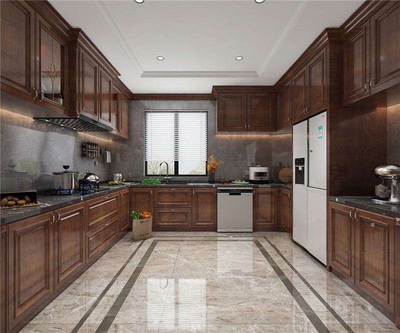 上海自建别墅800平欧式风格别墅厨房装修效果图