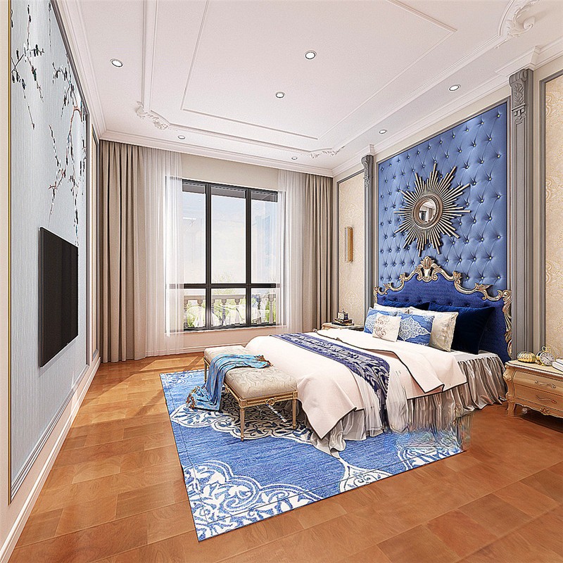 上海自建别墅800平欧式风格别墅卧室装修效果图
