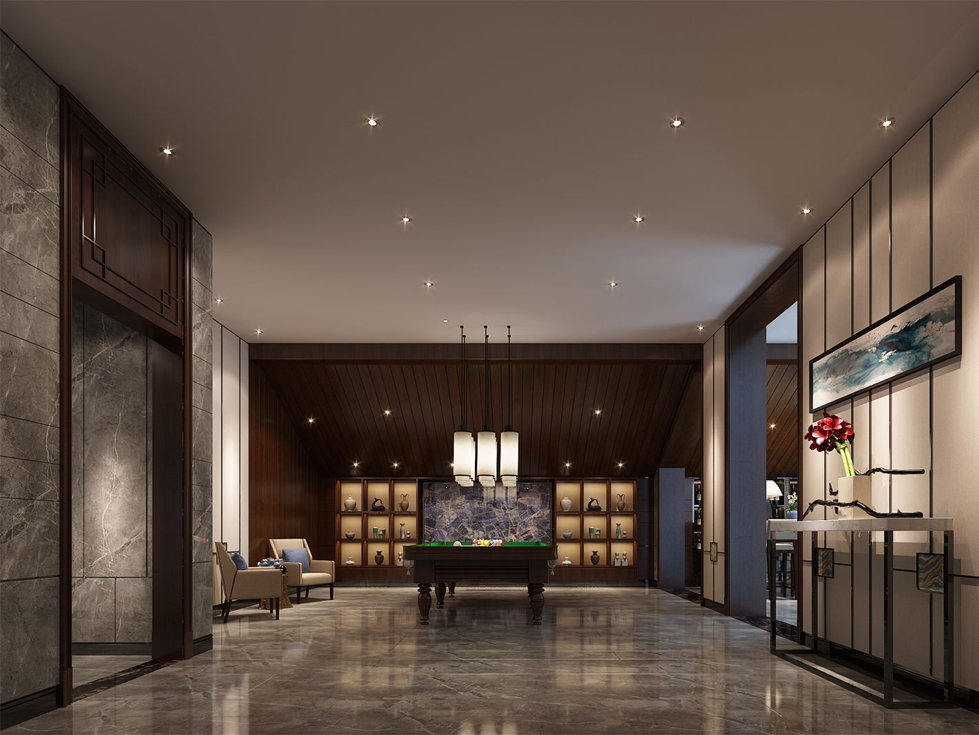 嘉定区200平新中式风格独栋别墅休闲娱乐室装修效果图