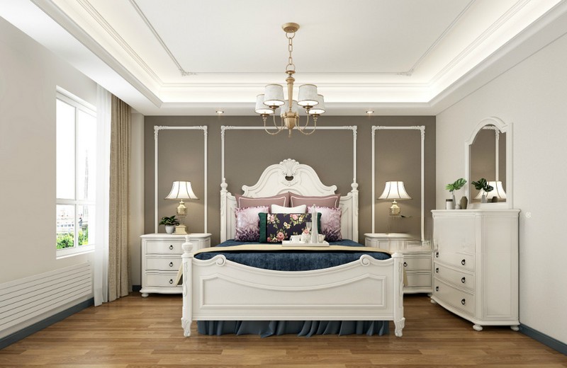 上海闵行区博园200平欧式古典风格住宅卧室装修效果图