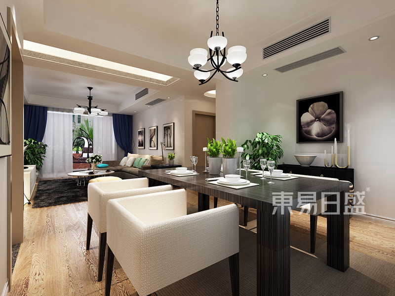 上海保利叶语136平欧式古典风格三居室餐厅装修效果图