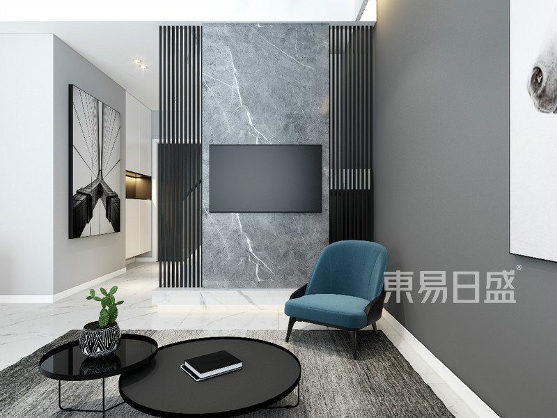 上海卓越维港200平现代简约风格别墅客厅装修效果图