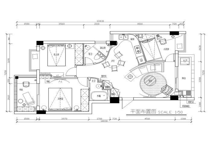 闵行区世博家园121平现代风格公寓装修效果图