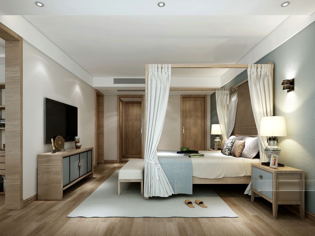 浦东康桥半岛400平现代风格叠加别墅卧室装修效果图