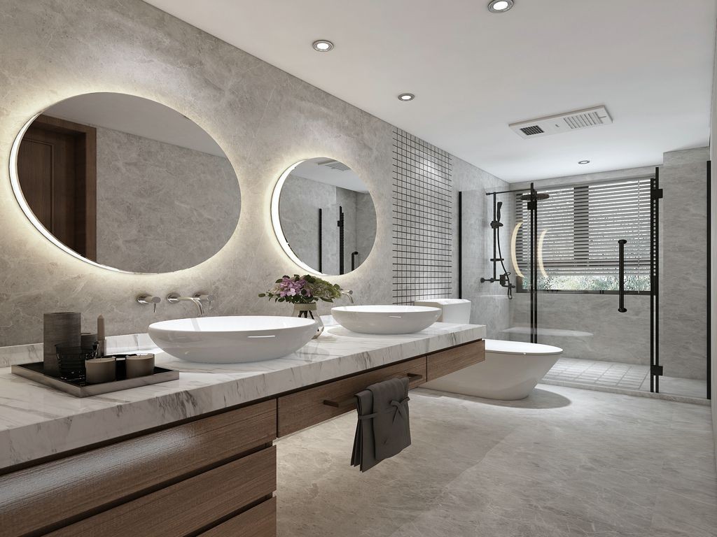 浦东康桥半岛400平现代风格叠加别墅卫生间装修效果图