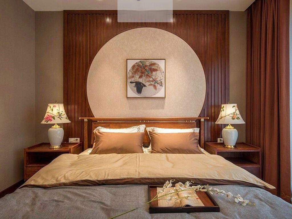 浦东仁恒东郊134平新中式风格大平层卧室装修效果图