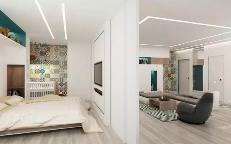 上海欧洲青年公寓50平现代简约风格住宅客厅装修效果图