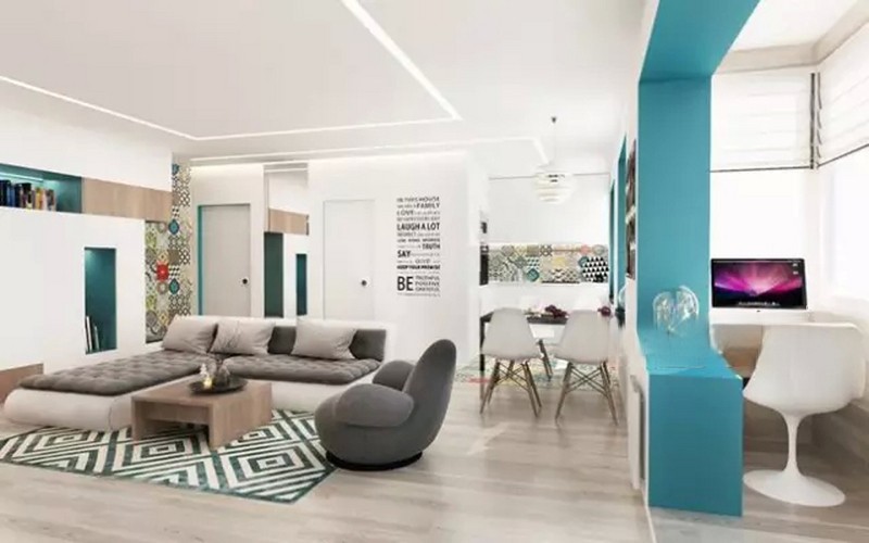 上海欧洲青年公寓50平现代简约风格住宅客厅装修效果图