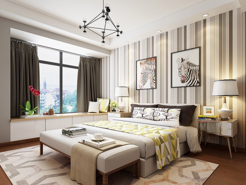 上海中信泰富隽苑142平现代简约风格三居室卧室装修效果图