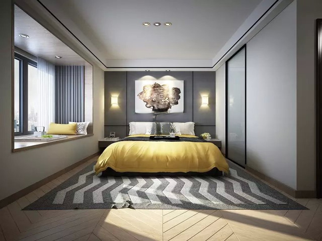 静安区中凯城市之光180平现代风格大平层卧室装修效果图