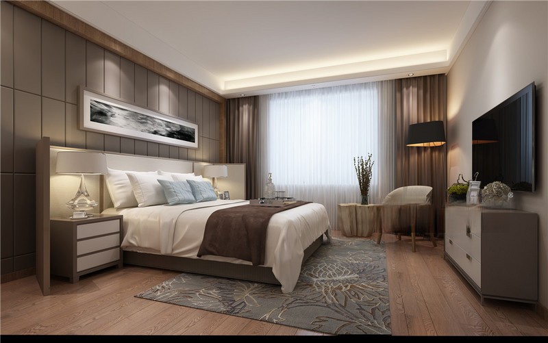 上海崇明岛自建别墅280平北欧风格别墅卧室装修效果图
