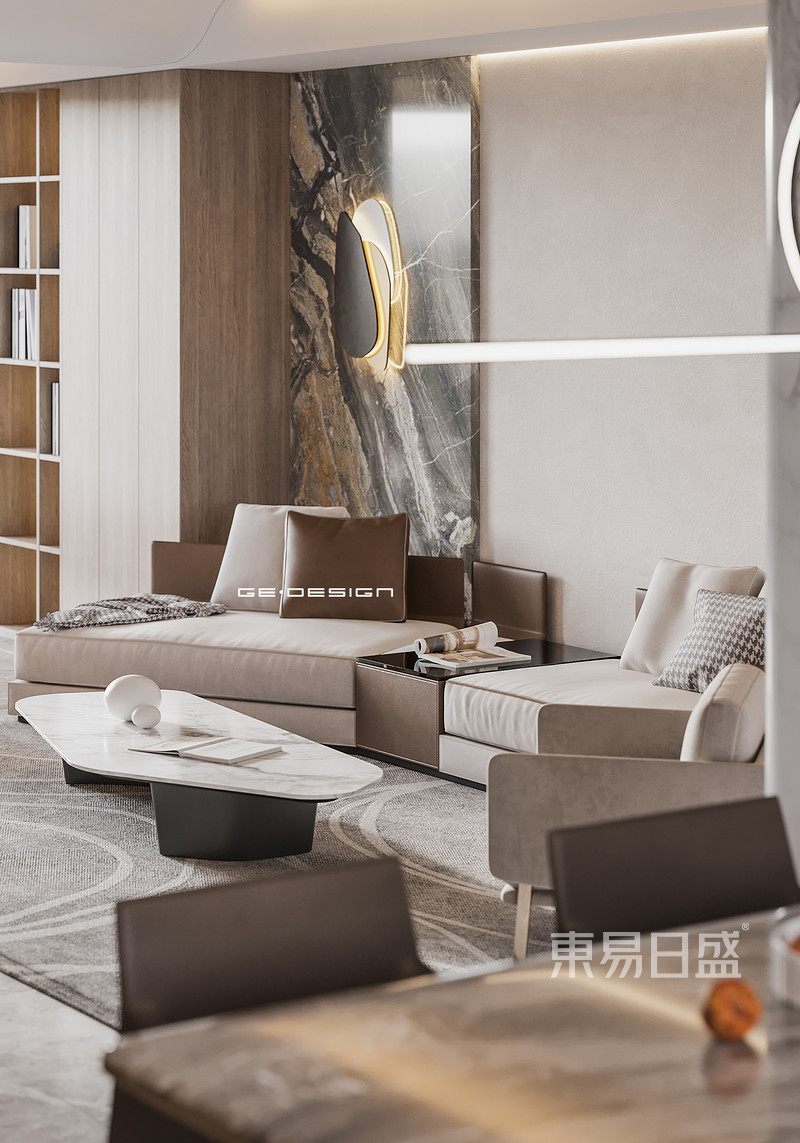 上海黄浦金日世家120平现代简约风格三室两厅客厅装修效果图