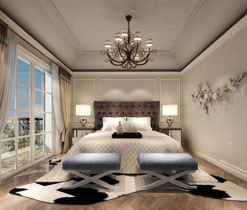 上海风度国际260平美式乡村风格复式卧室装修效果图