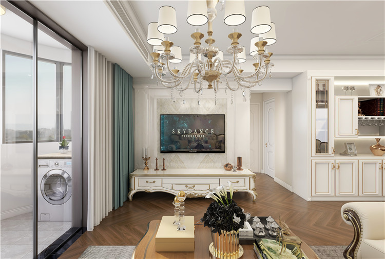 浦东新区达安公寓142平欧式风格二居室装修效果图