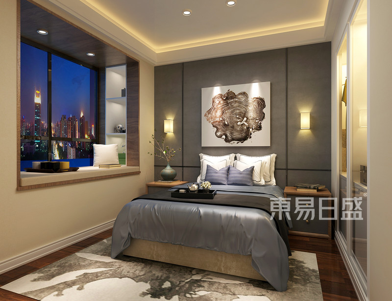 上海东亚阳光里88平现代简约风格二居室卧室装修效果图