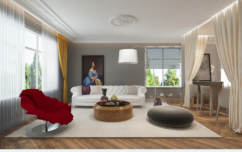 上海龙湖·双珑原著530平简欧风格别墅客厅装修效果图