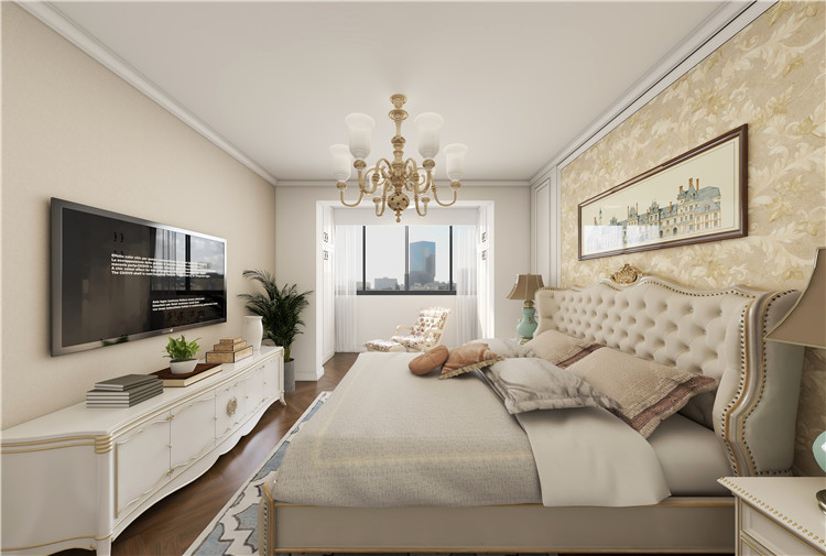 浦东新区达安公寓142平欧式风格二居室装修效果图