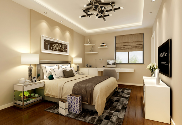 嘉定区嘉宝紫提湾127平美式风格公寓装修效果图